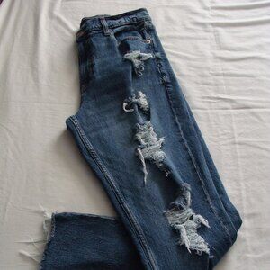 AEROPOSTALE Medium Wash DISTRESSED/DESTROYED "MOM" Jeans Sz 8 (28 Inseam)